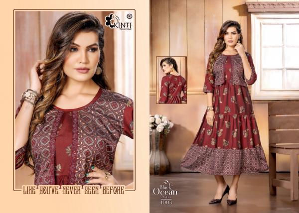 Kinti Black Ocean Vol 10 Rayon Designer Long Kurti Collection